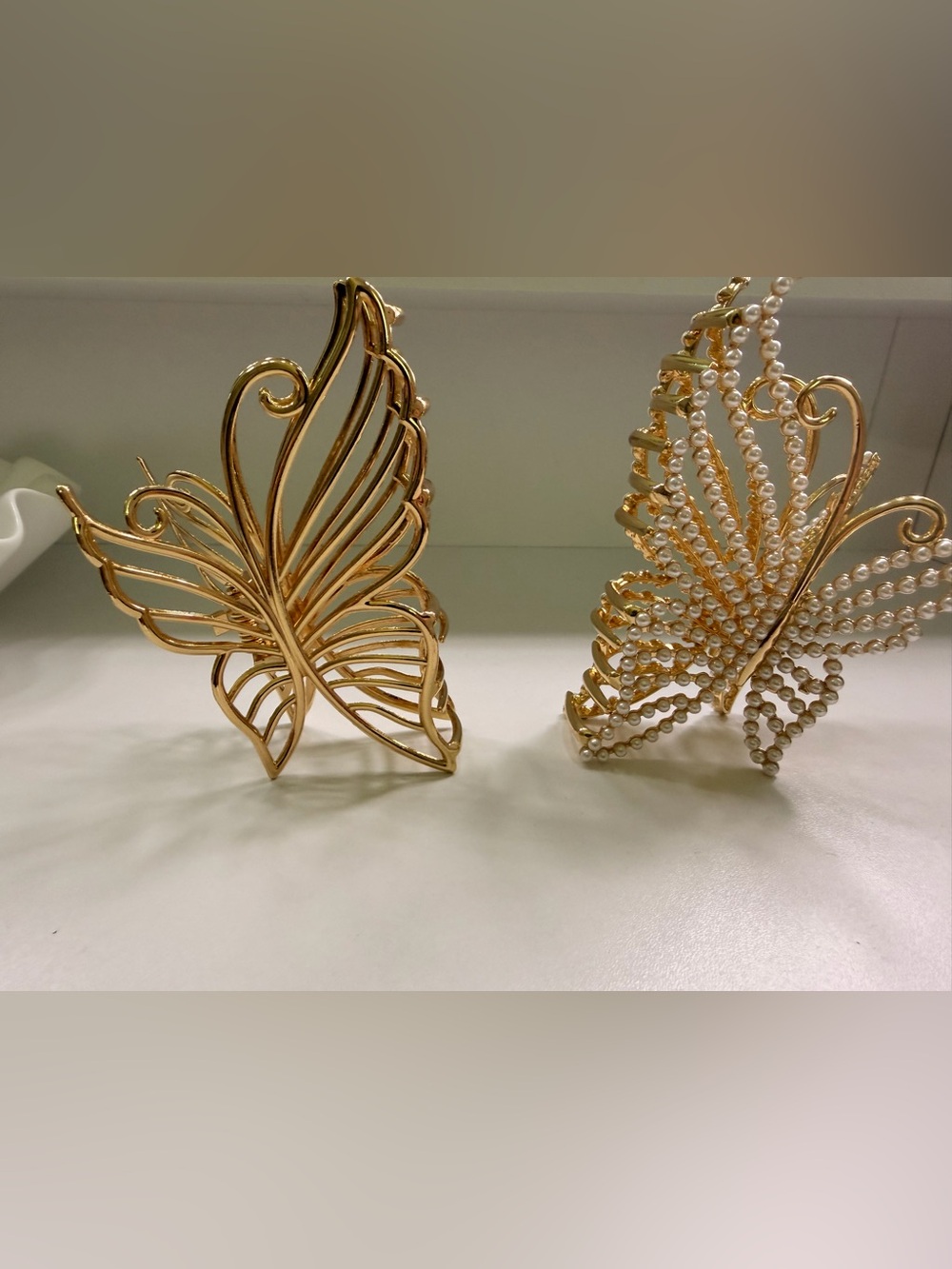 Gold Butterfly Hair Clips with Pastel Inlay (Set of 4) - Picture 5 of 7